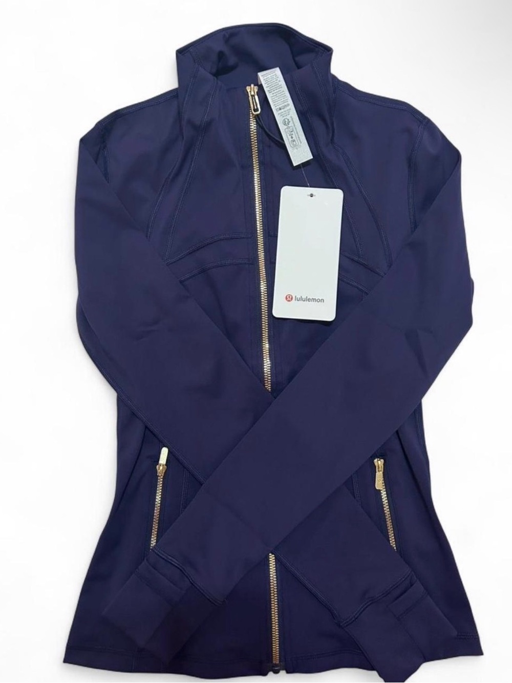 lululemon athletica Deep Navy Bomber-Style Zip Jacket with Gold Hardware